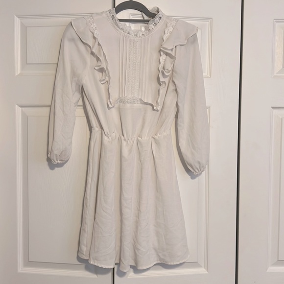 Maid White/Ivory Bibbed Longsleeve Dress Andrée by Unit - Picture 1 of 3
